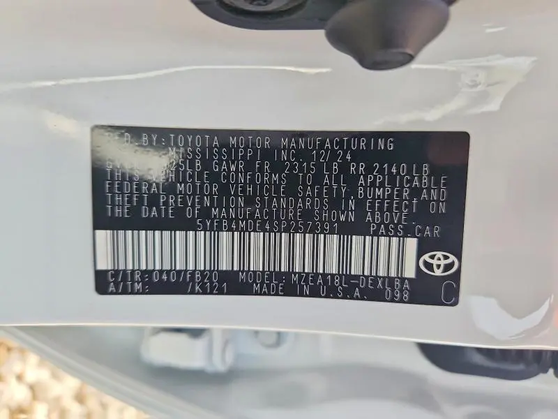 2025 TOYOTA COROLLA   