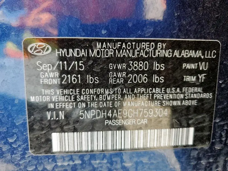 2016 HYUNDAI ELANTRA SE  