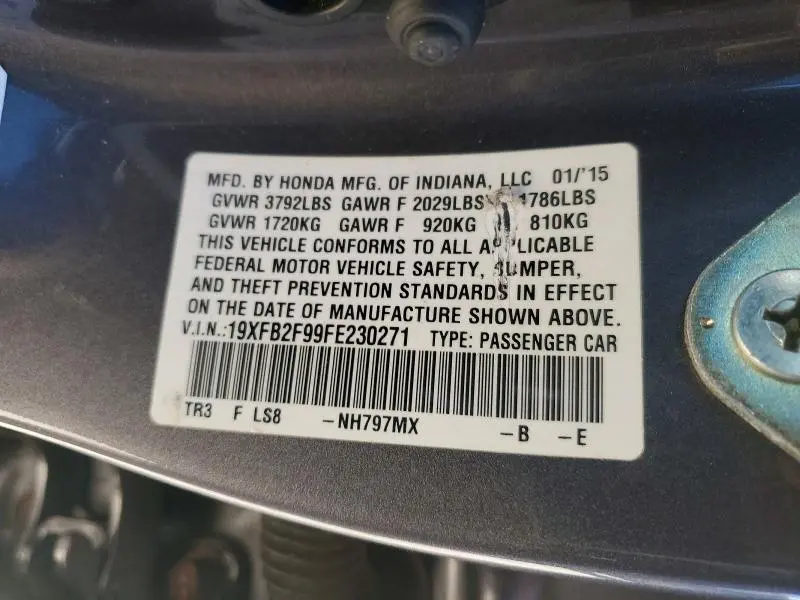 2015 HONDA CIVIC EXL  
