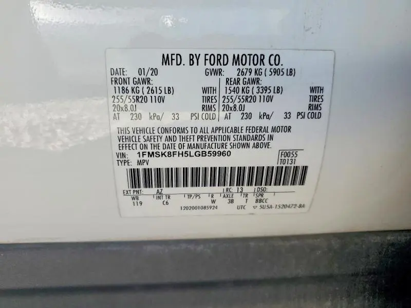 2020 FORD EXPLORER LIMITED  