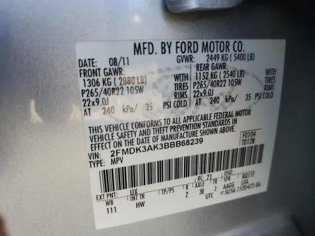 2011 FORD EDGE SPORT  