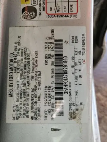 2011 FORD FUSION SEL