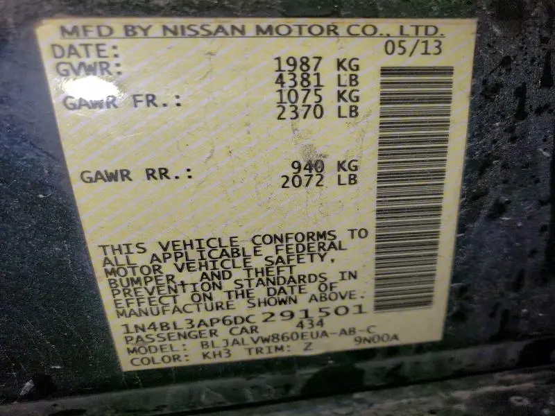 2013 NISSAN ALTIMA 3.5S  