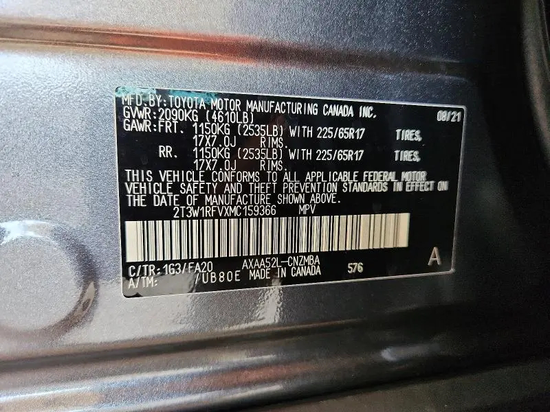 2021 TOYOTA RAV4 XLE  