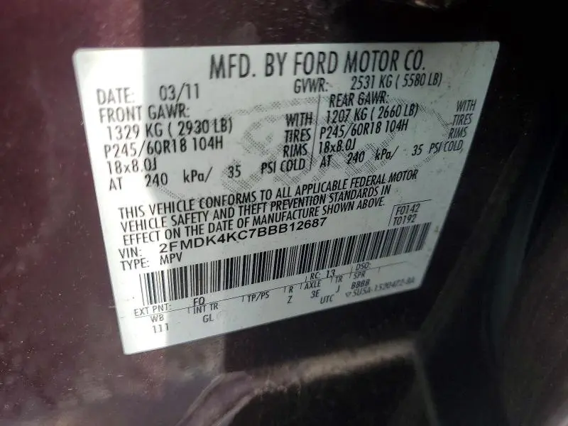 2011 FORD EDGE LIMITED  