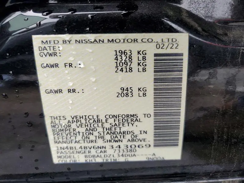 2022 NISSAN ALTIMA S  