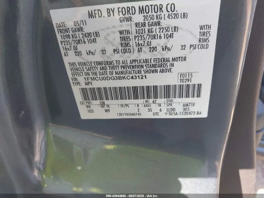 2011 FORD ESCAPE XLT