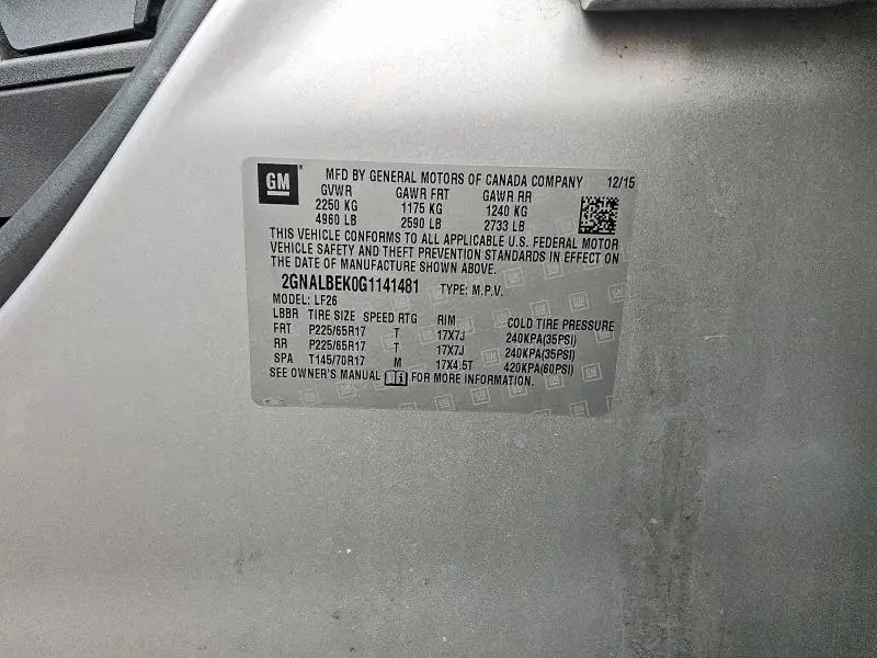 2016 CHEVROLET EQUINOX LS  