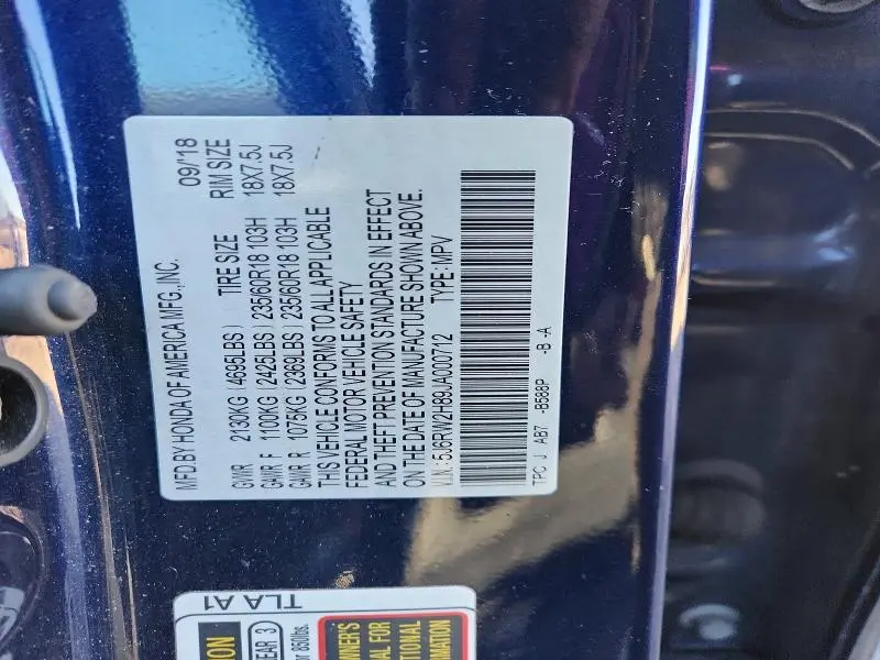 2018 HONDA CR-V EXL  