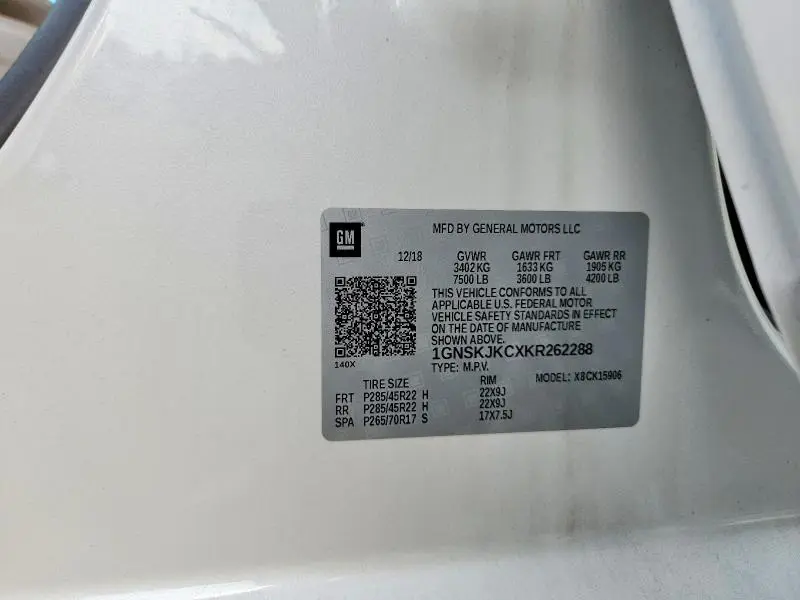 2019 CHEVROLET SUBURBAN K1500 PREMIER  