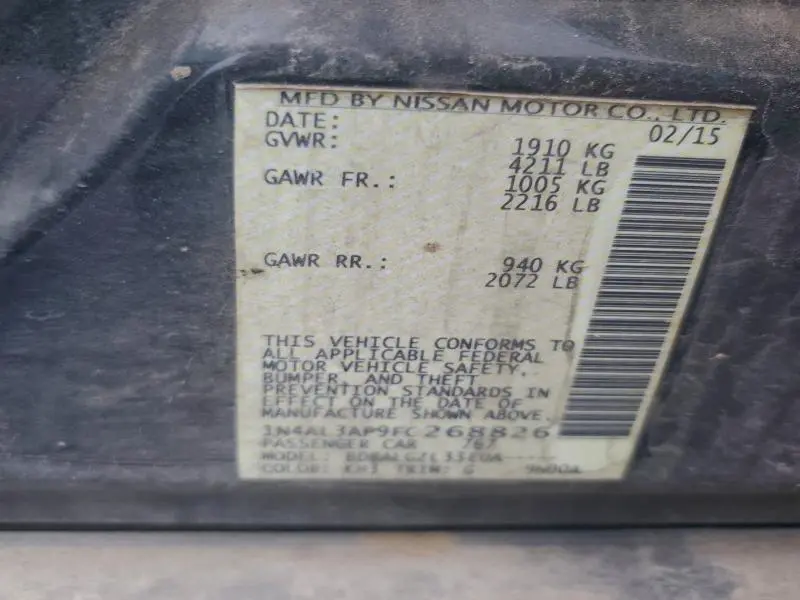 2015 NISSAN ALTIMA 2.5  