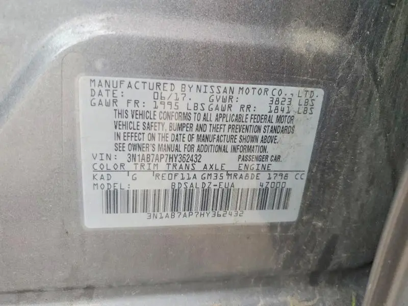 2017 NISSAN SENTRA SV  