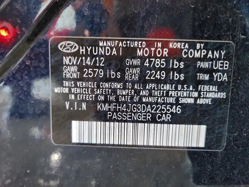 2013 HYUNDAI AZERA GLS  