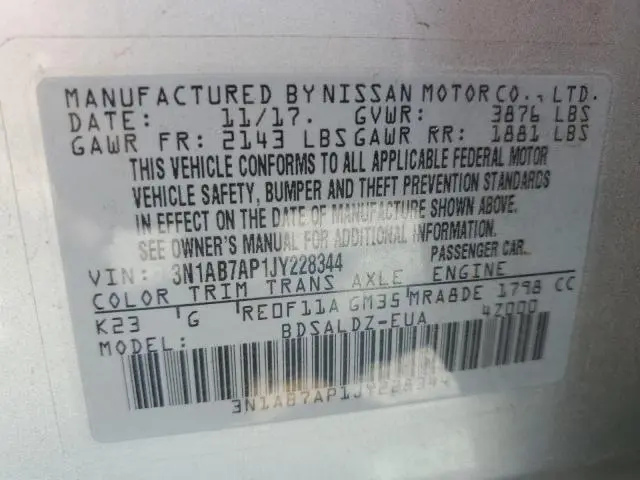 2018 NISSAN SENTRA S  