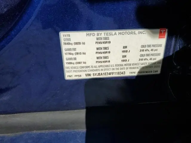 2015 TESLA MODEL S   