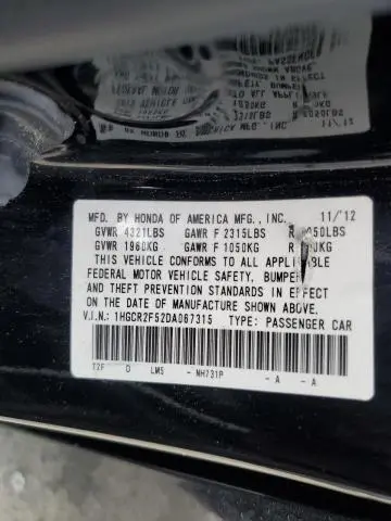 2013 HONDA ACCORD SPORT  