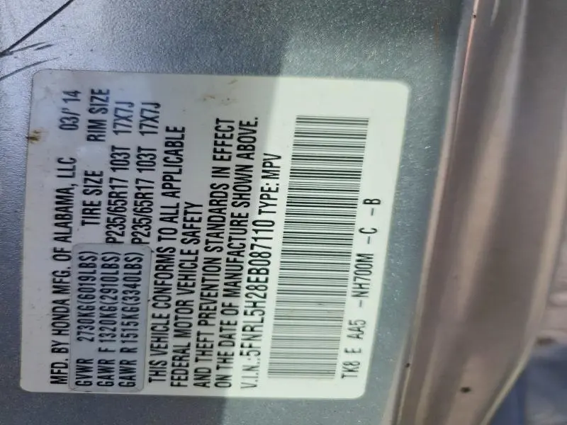 2014 HONDA ODYSSEY LX  