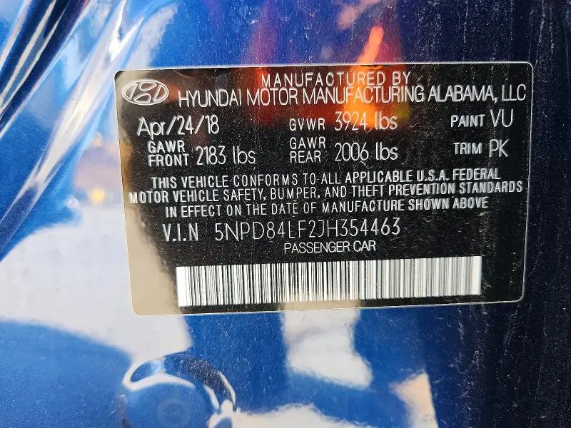2018 HYUNDAI ELANTRA   