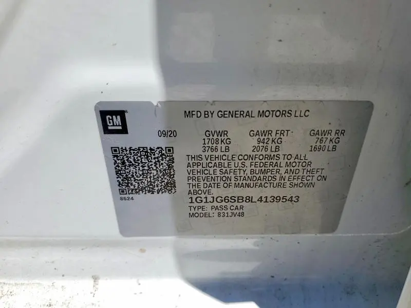 2020 CHEVROLET SONIC   