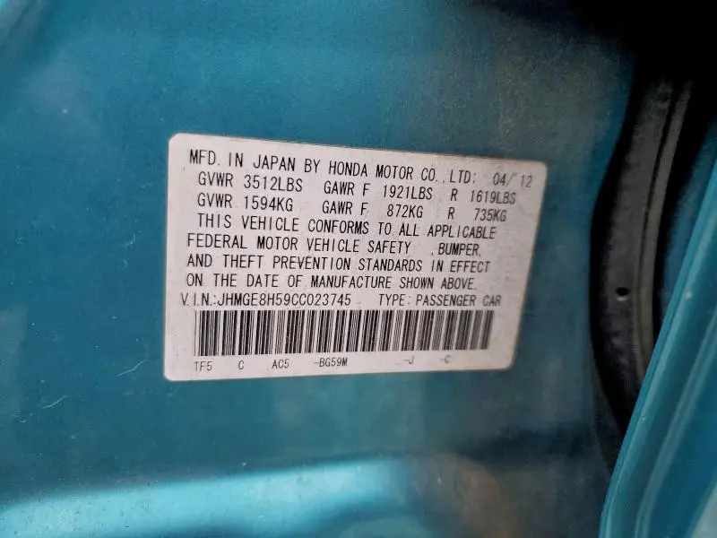 2012 HONDA FIT SPORT  