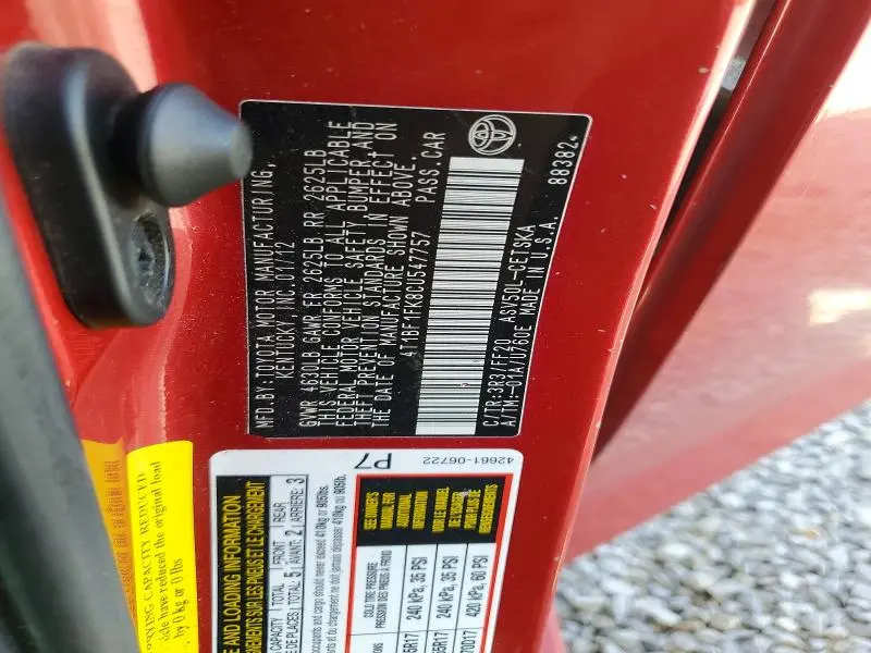 2012 TOYOTA CAMRY SE  