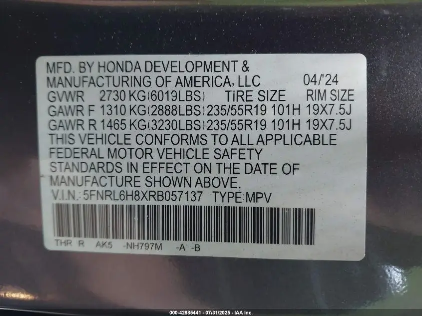 2024 HONDA ODYSSEY TOURING