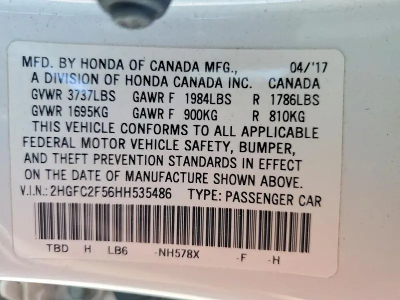 2017 HONDA CIVIC LX  