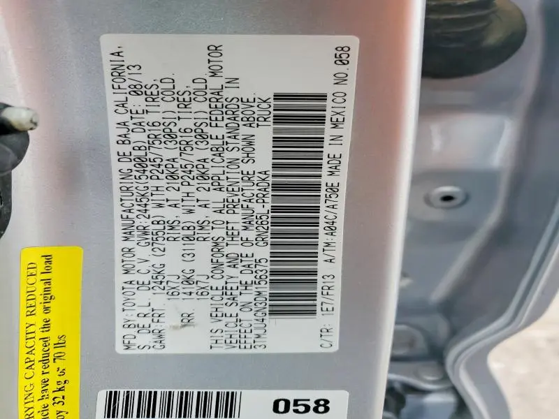 2013 TOYOTA TACOMA DOUBLE CAB PRERUNNER  