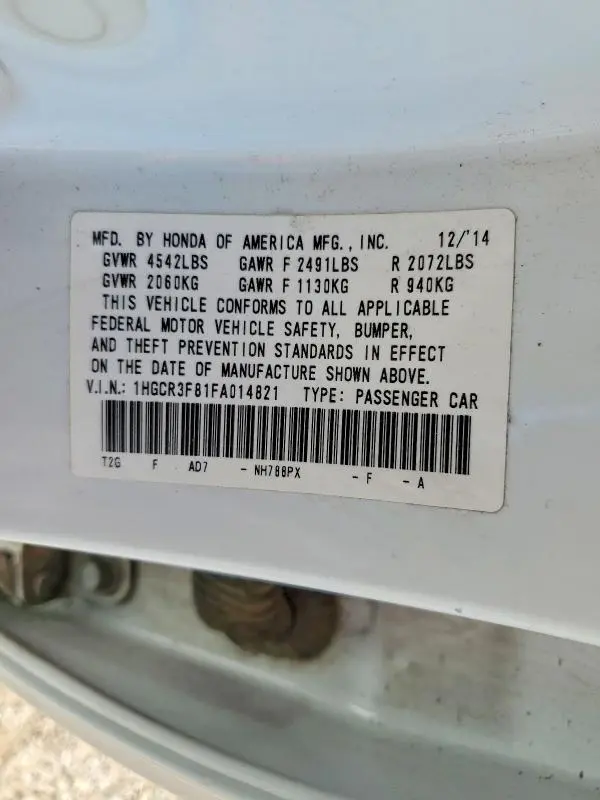 2015 HONDA ACCORD EXL  