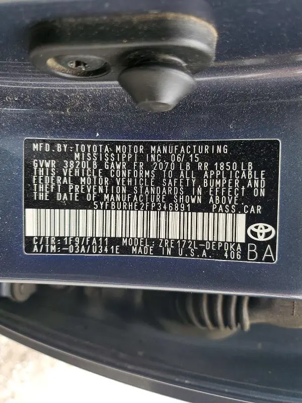 2015 TOYOTA COROLLA L  