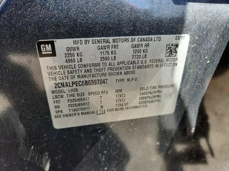 2011 CHEVROLET EQUINOX LT  