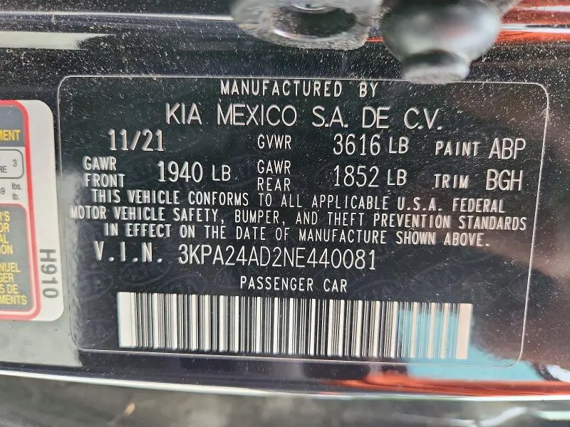 2022 KIA RIO S  