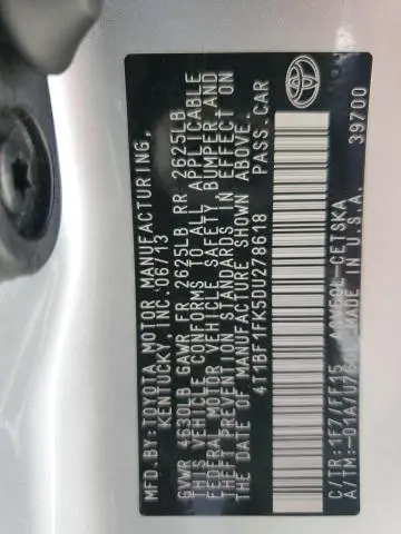 2013 TOYOTA CAMRY L  