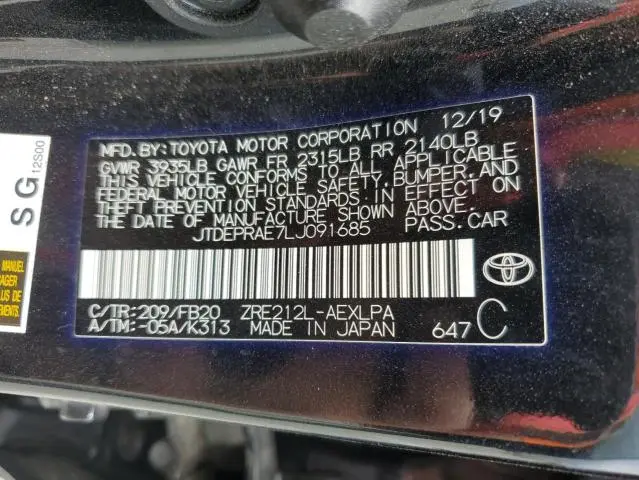2020 TOYOTA COROLLA LE  