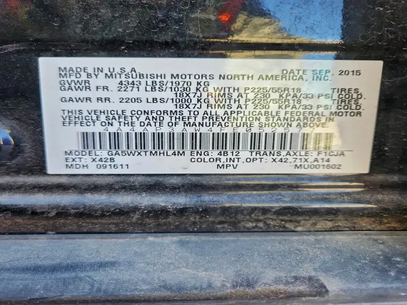 2015 MITSUBISHI OUTLANDER SPORT ES  