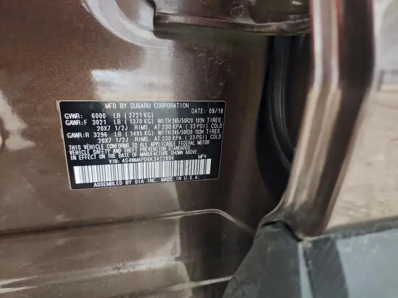 2019 SUBARU ASCENT LIMITED  