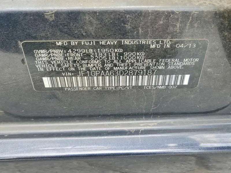 2013 SUBARU IMPREZA   