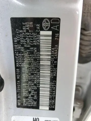 2018 TOYOTA COROLLA L  