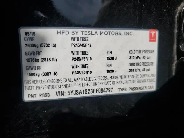 2015 TESLA MODEL S 70D  