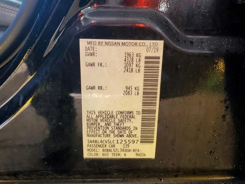 2020 NISSAN ALTIMA 2.5 SR  