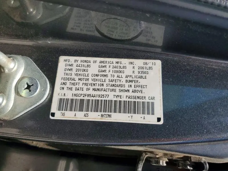2010 HONDA ACCORD EXL  