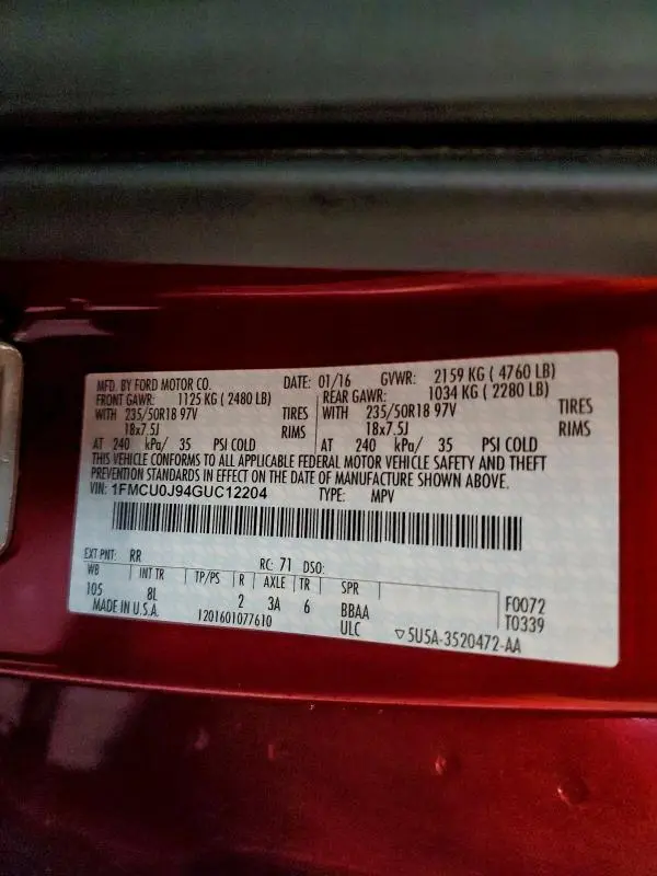 2016 FORD ESCAPE TITANIUM  