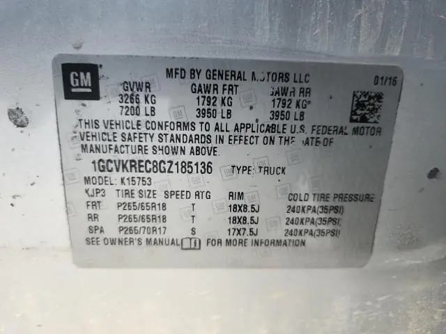 2016 CHEVROLET SILVERADO K1500 LT  