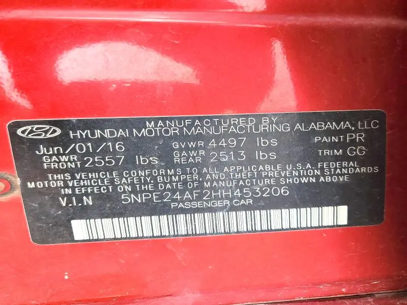 2017 HYUNDAI SONATA SE  