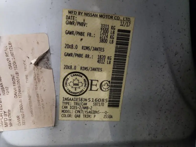 2018 NISSAN TITAN SV  