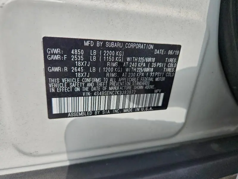 2019 SUBARU OUTBACK 3.6R LIMITED  