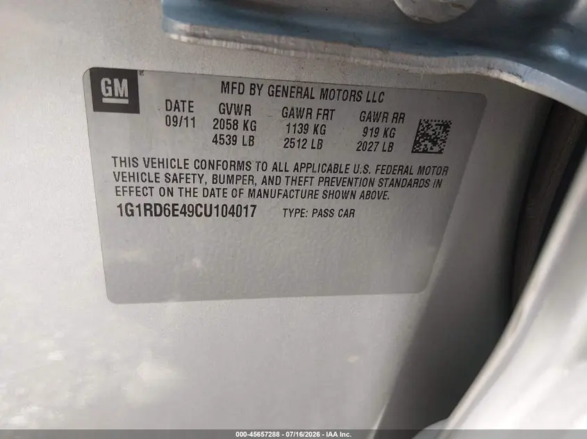 2012 CHEVROLET VOLT  