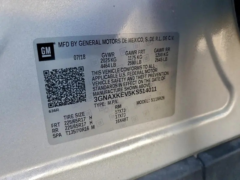 2019 CHEVROLET EQUINOX LT  