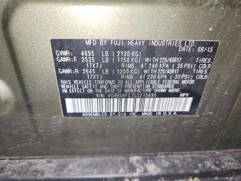 2016 SUBARU OUTBACK 2.5I PREMIUM  