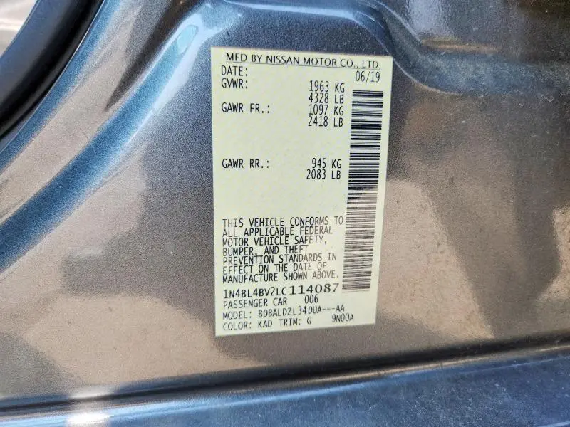 2020 NISSAN ALTIMA S  